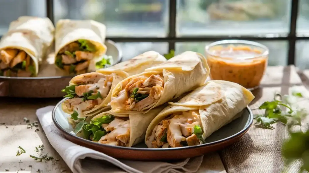Cheesy Garlic Chicken Wraps