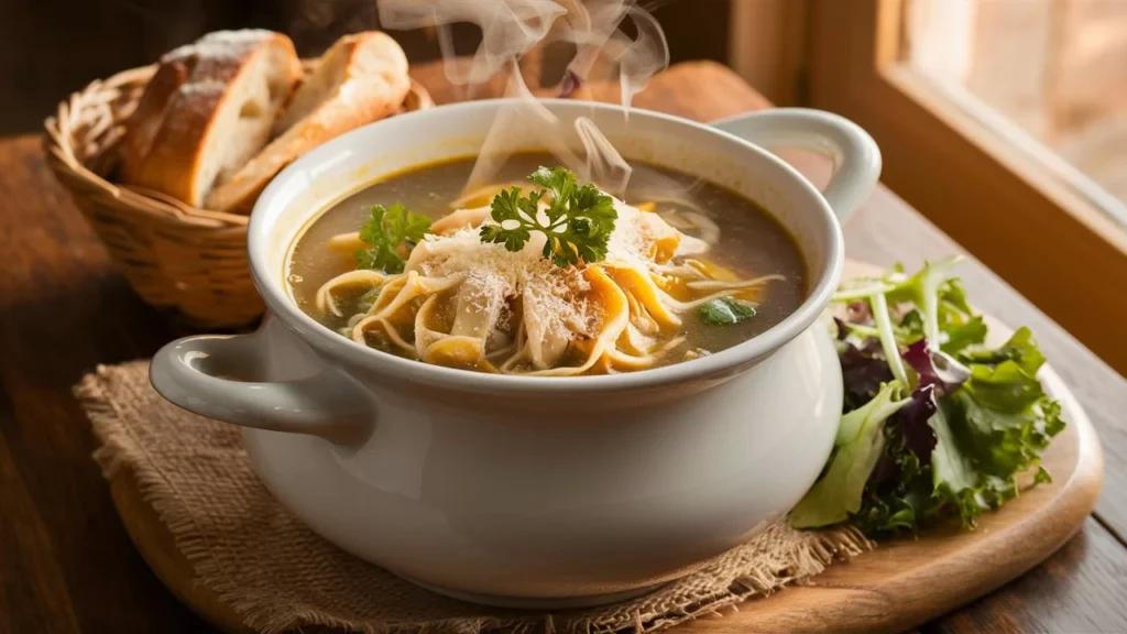 Instant Pot Chicken Noodle Soup with ingredients for variations like cream cheese and kale